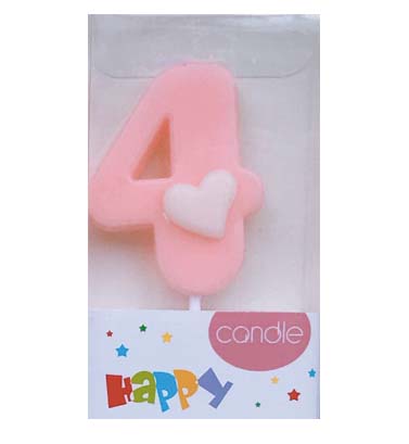 #4 Pink with White Heart Candle